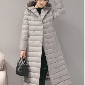 Winter Long Womens Down Jackets Ultra Light Duck Down Coat Hoodie